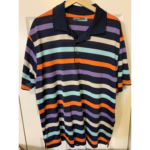 Roundtree & Yorke Performance polo Men’s‎ Sz XL Striped Multicolor - Picture 4 of 8